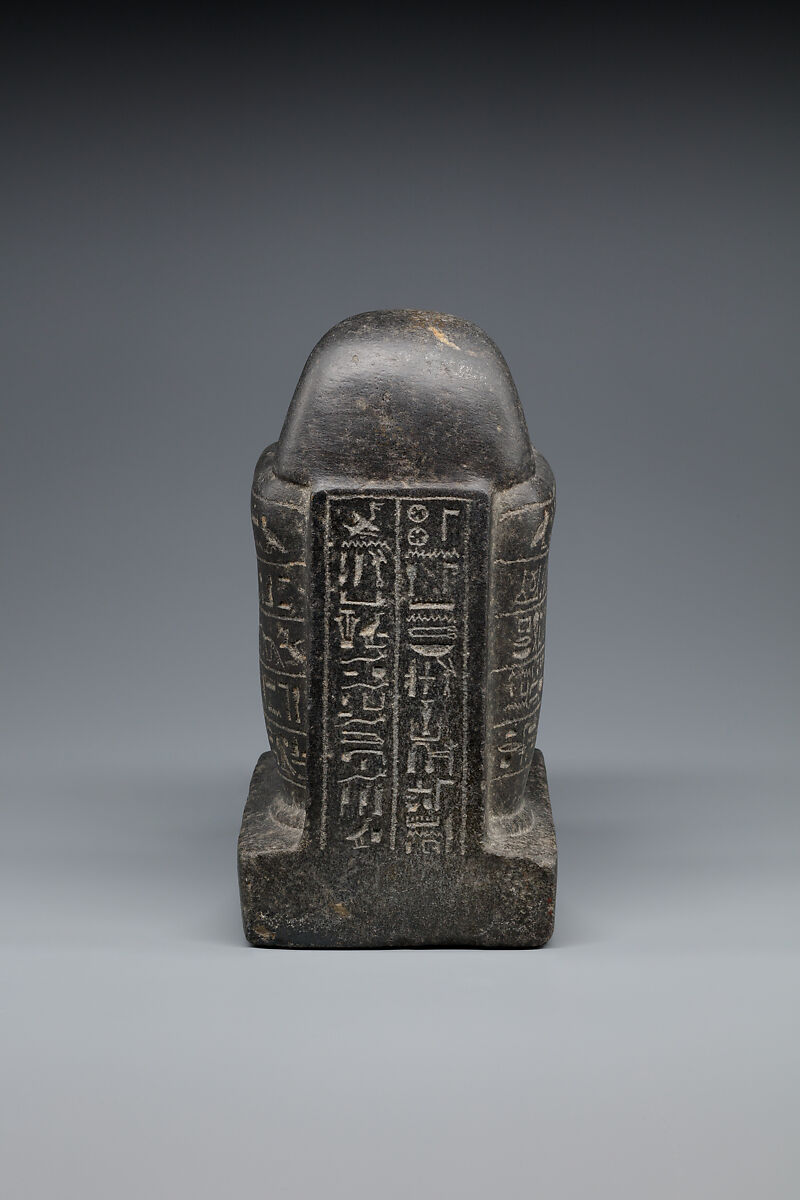 Block Statue of the Scribe of Divine Offerings, Tjaenwaset, son of Harsiese, Dolerite