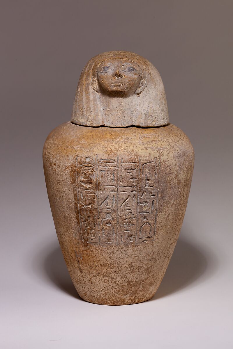 Canopic Jar of Ruiu, Pottery, Marl B, paint 