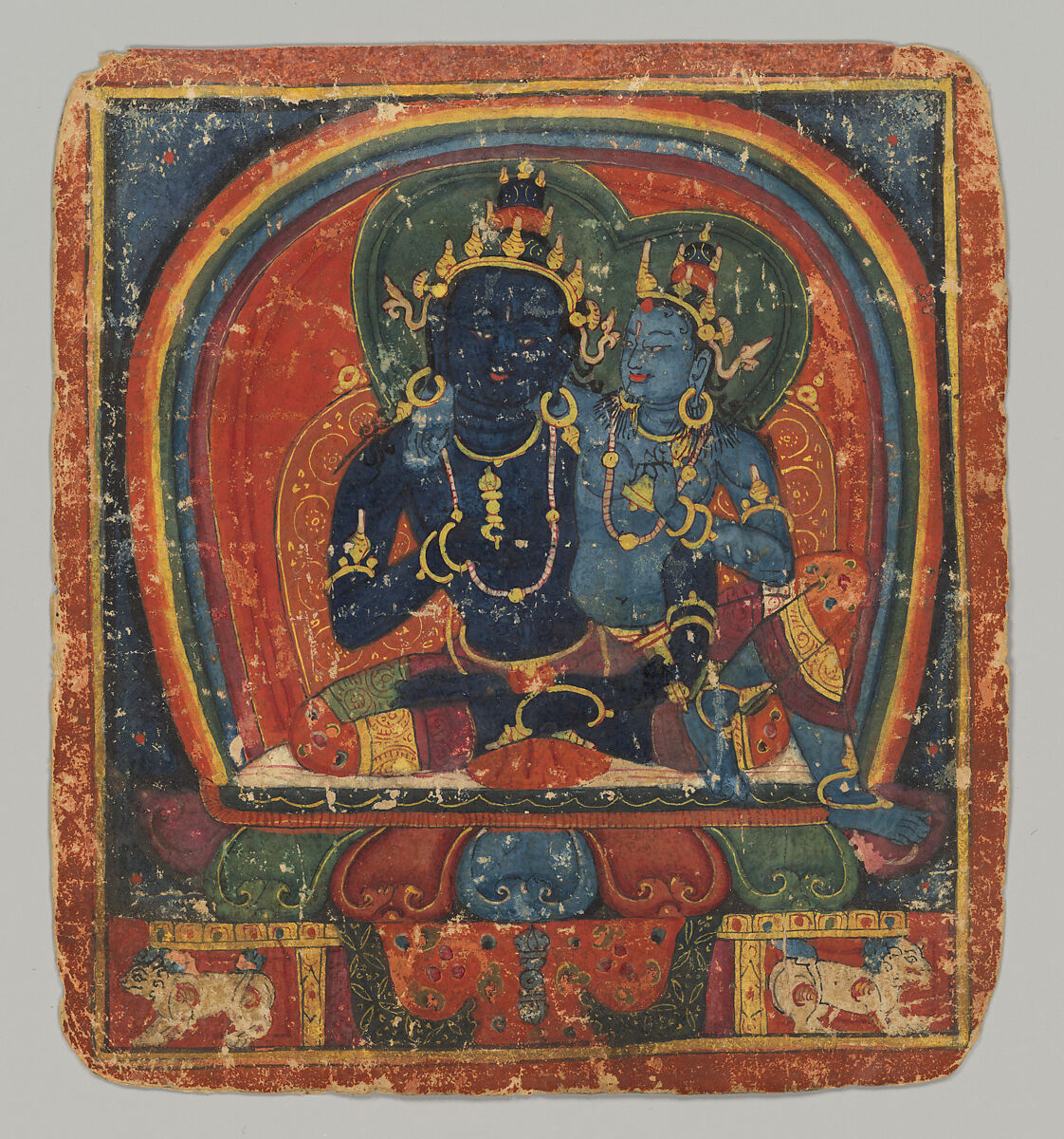 Initiation Card (Tsakalis): Akshobya, Opaque watercolor on paper, Tibet 