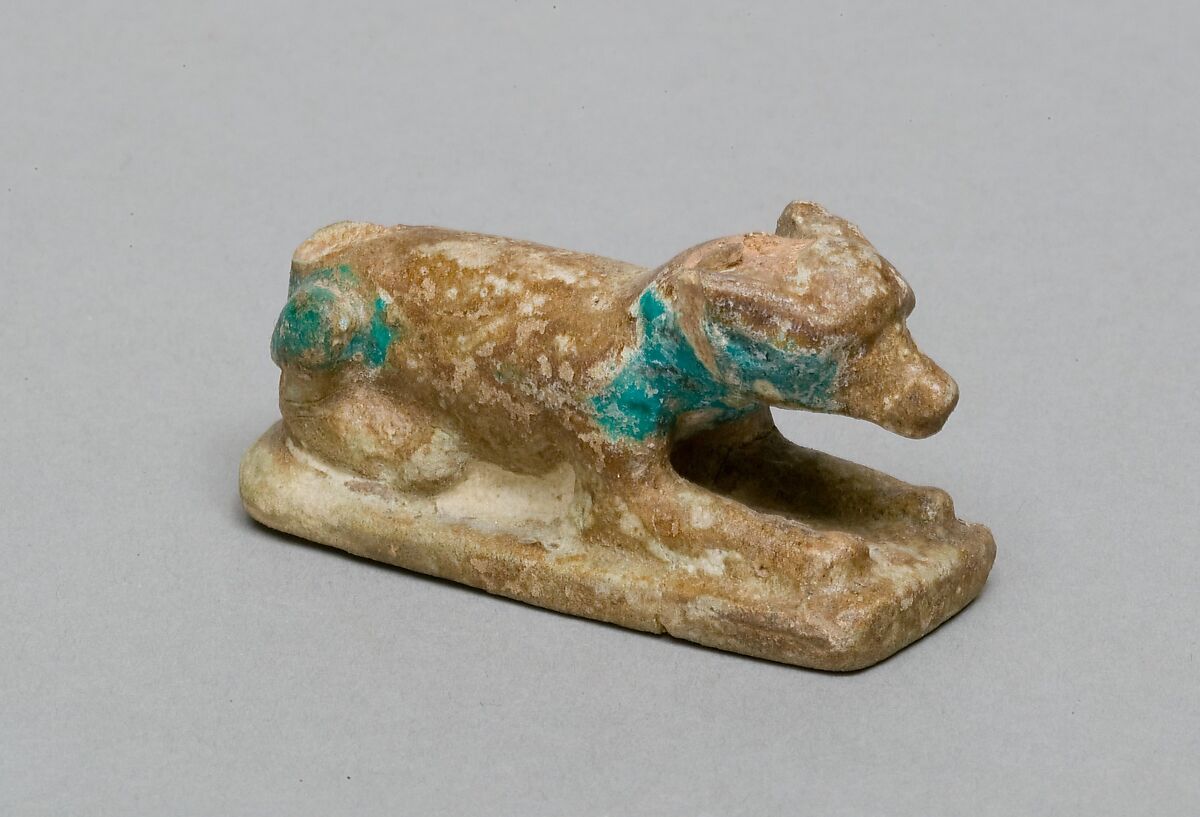 Fox, Faience, traces of blue glaze 