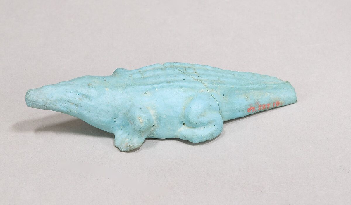 Crocodile figure, Egyptian blue 