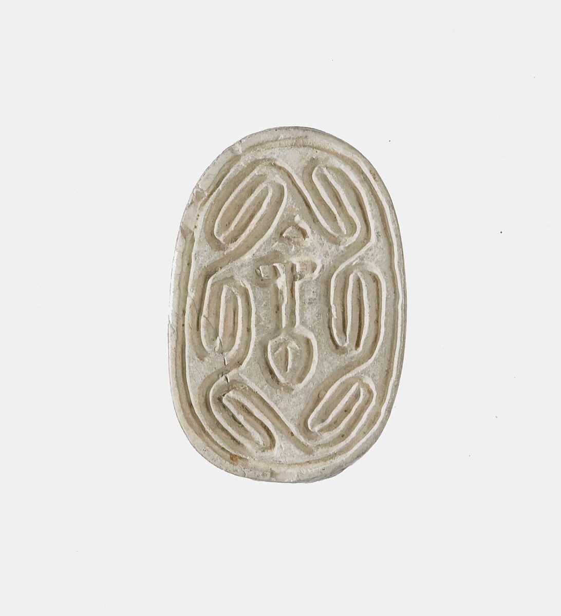 Scarab Incised with Hieroglyphs in Scroll Border, Steatite 