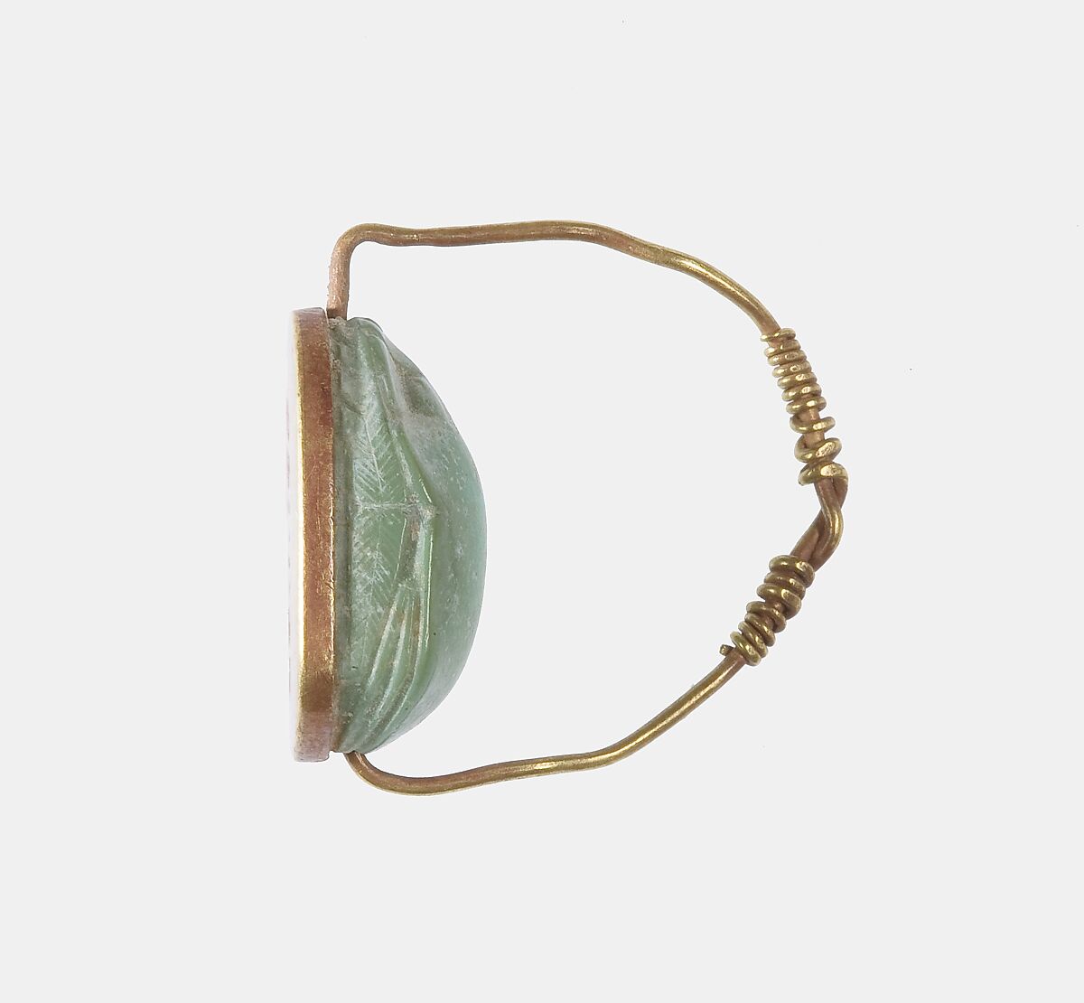 Scarab Finger Ring, Green feldspar