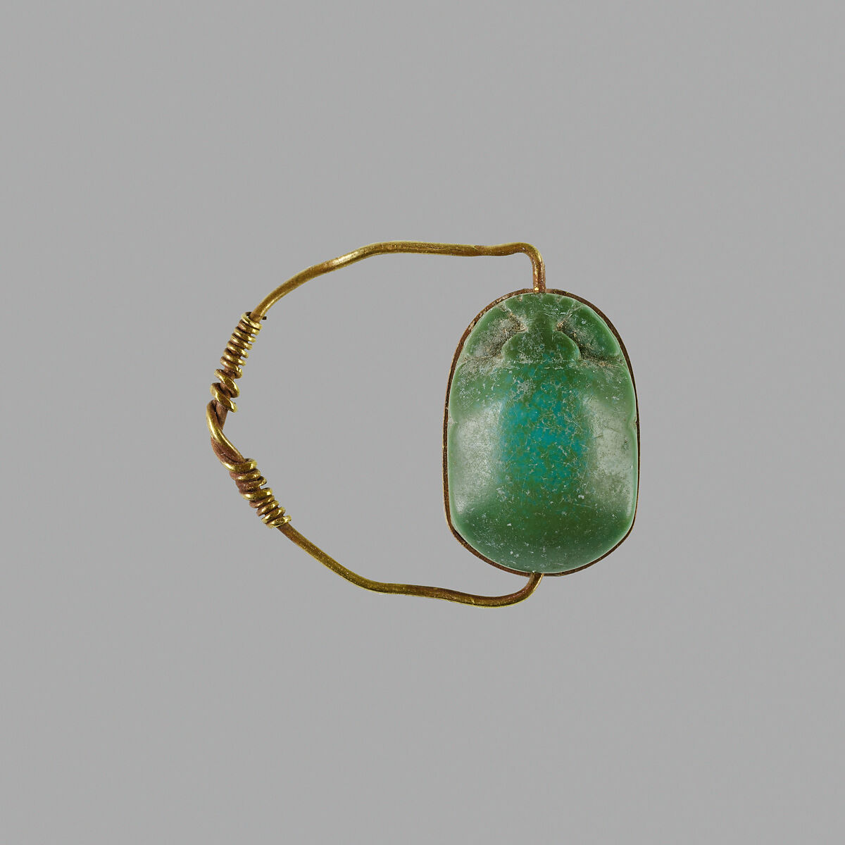 Scarab Finger Ring, Green feldspar 