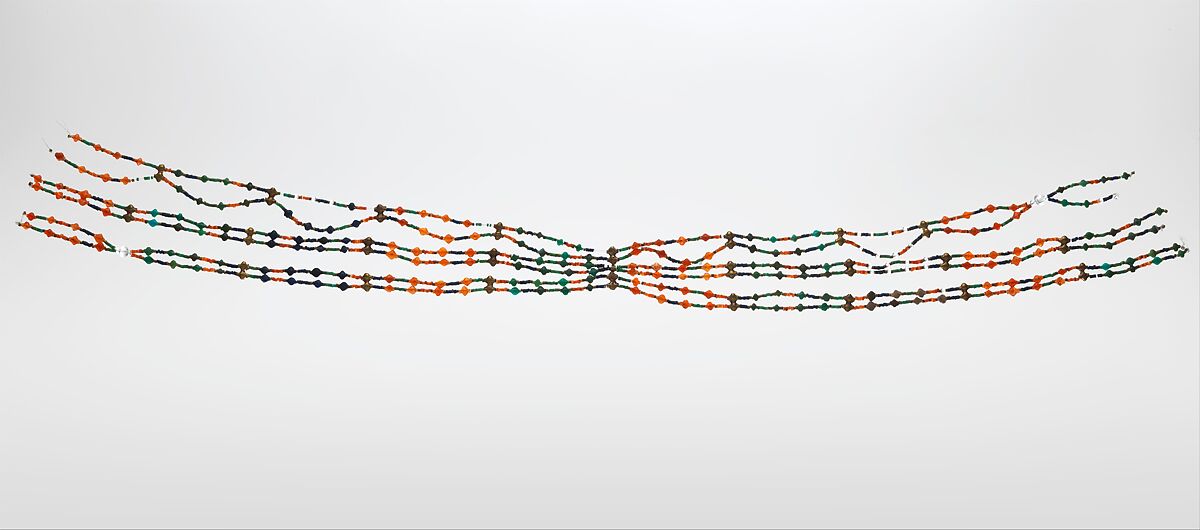 Acacia Bead Girdle of Senebtisi, Gold, carnelian, turquoise, lapis-lazuli, also possibly ivory (restored), crystal