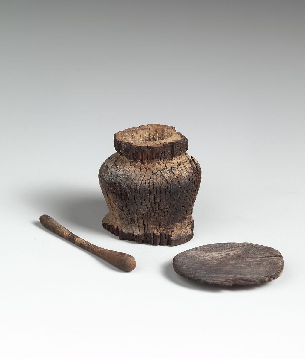 Kohl Jar (with Stick 16.10.361c), Wood, green eye paint