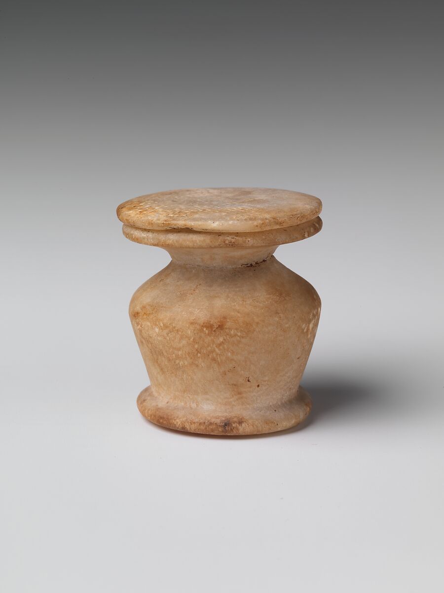 Kohl jar, Travertine (Egyptian alabaster) 