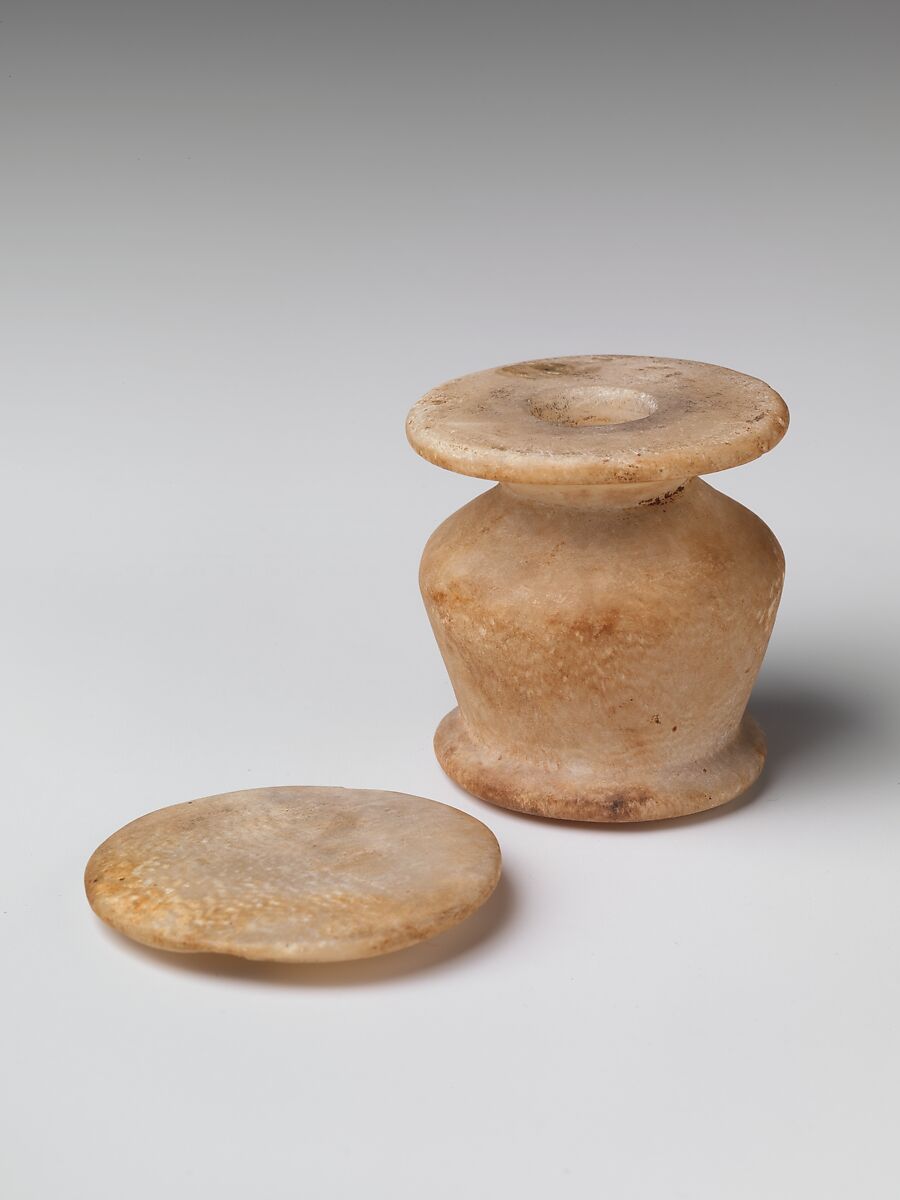 Kohl jar, Travertine (Egyptian alabaster)