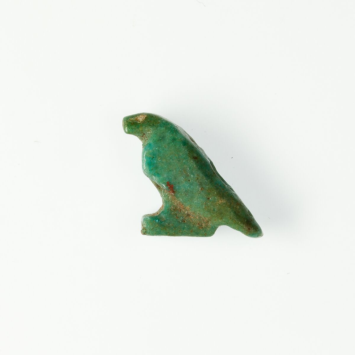Falcon amulet, Faience (green) 