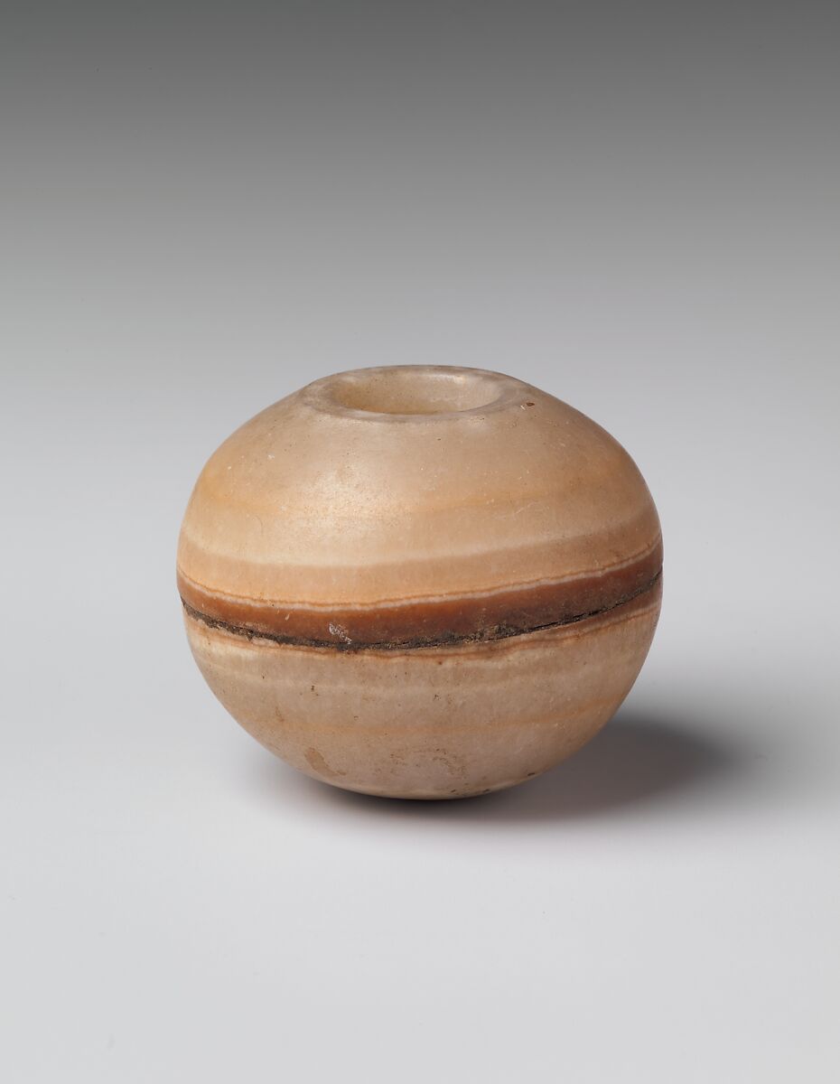 Toilet jar, Travertine (Egyptian alabaster) 