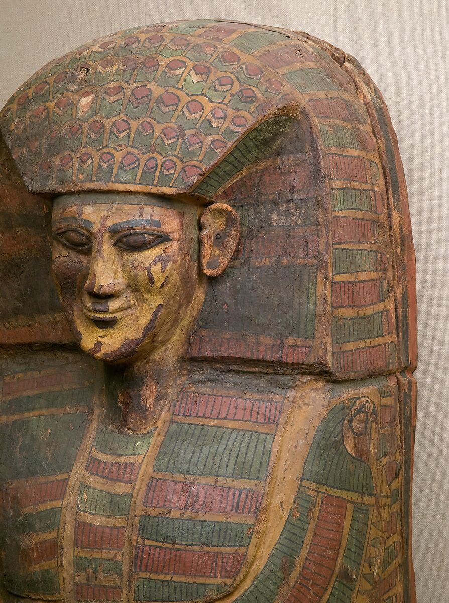 Rishi coffin, Wood (ficus sycomorus), stucco, paint