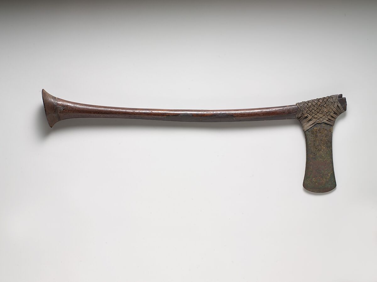 Ax, Copper alloy, Wood, leather (modern) 