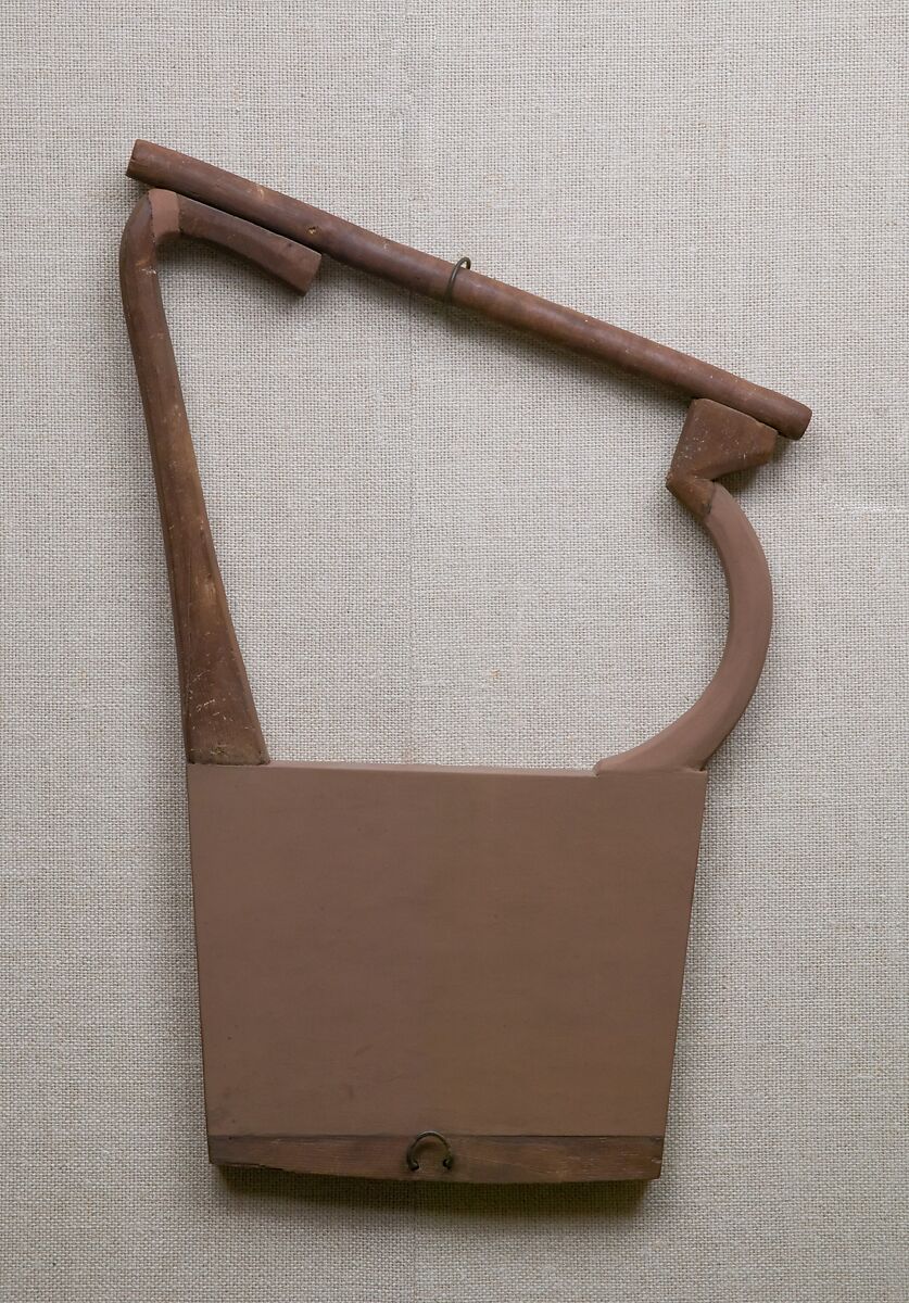 Partially Restored Oblique Lyre, Wood (frame), bronze or copper alloy, (staple)
Bronze 