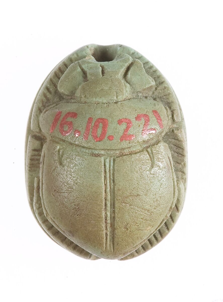 Scarab with seated griffin, Glazed steatite