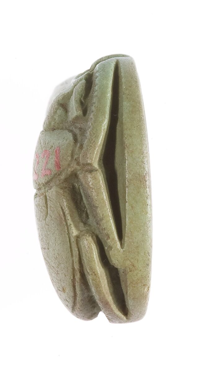Scarab with seated griffin, Glazed steatite
