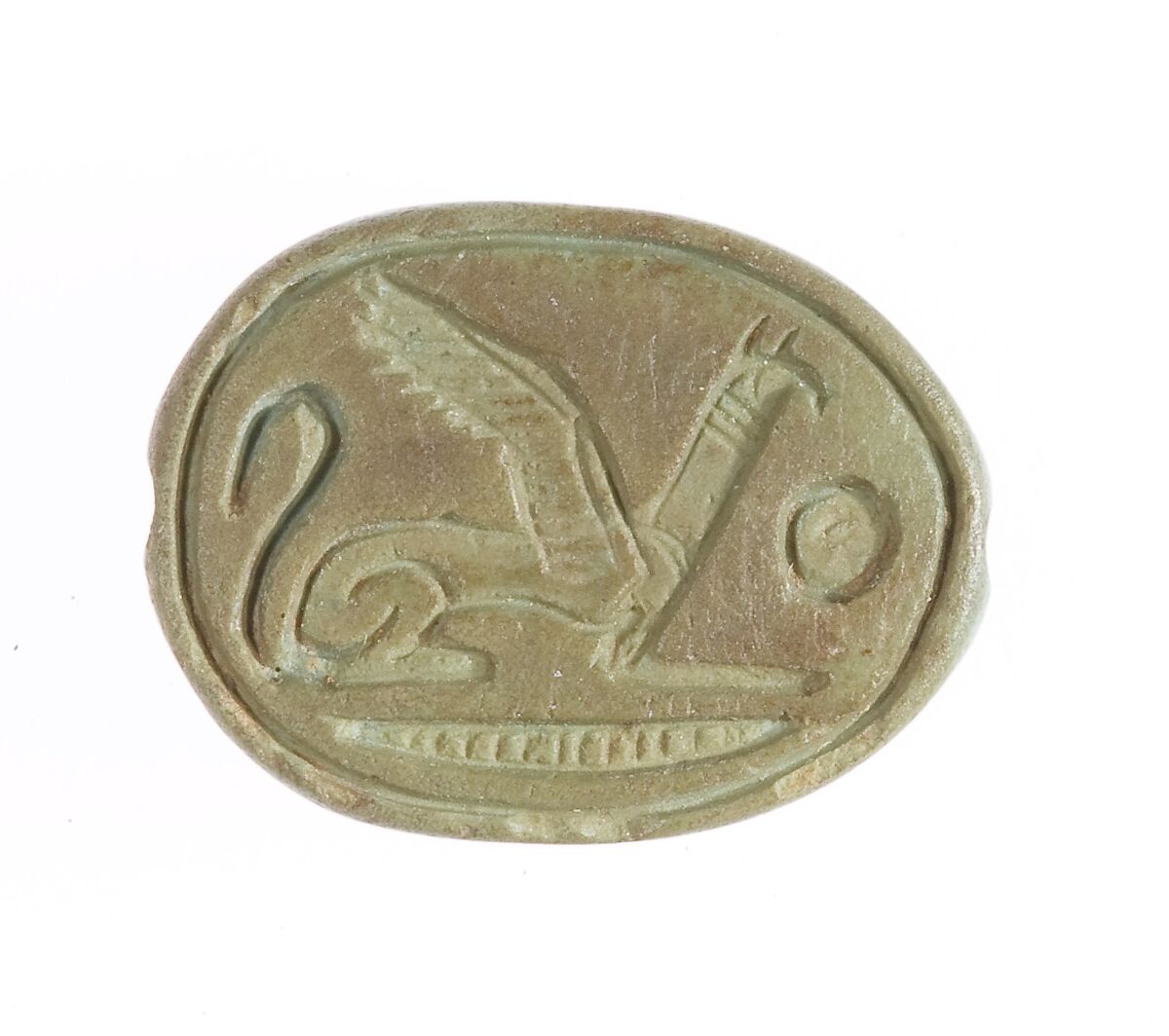 Scarab with seated griffin, Glazed steatite 