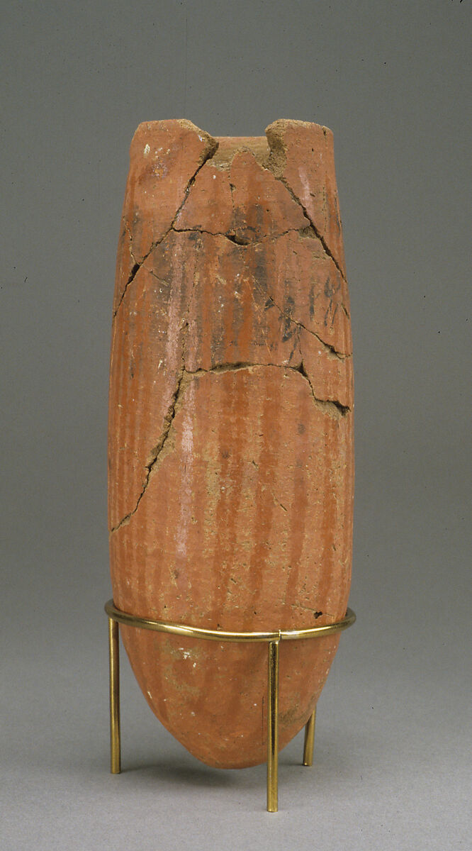 Situla, red polished ware, Pottery (polished red), paint 