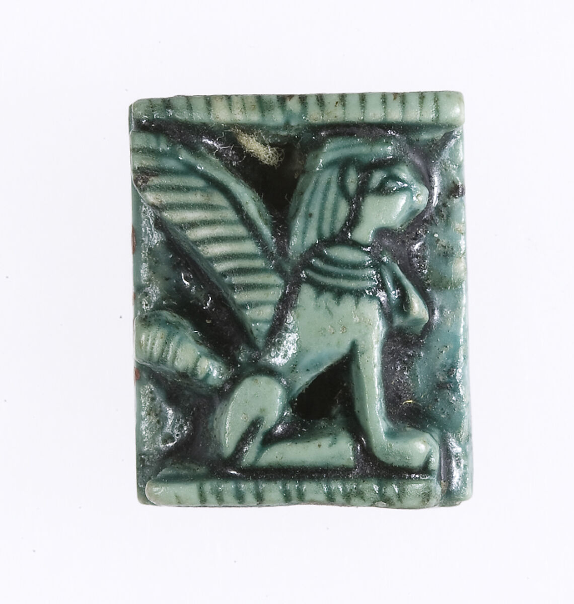 Winged griffin plaque inscribed with the name Nebpehtyre (Ahmose I), Steatite (glazed)