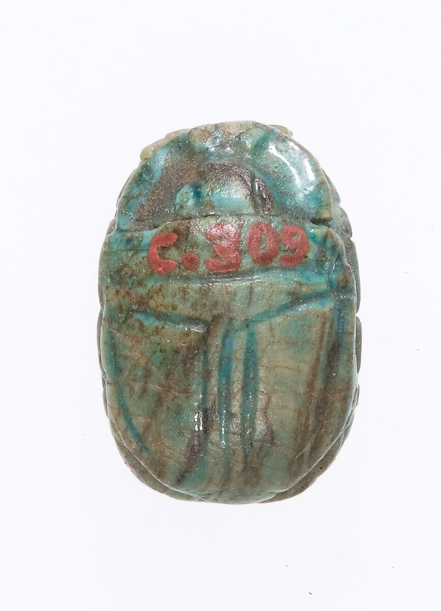 Scarab Inscribed For the Scribe Djehutymose, Green glazed steatite