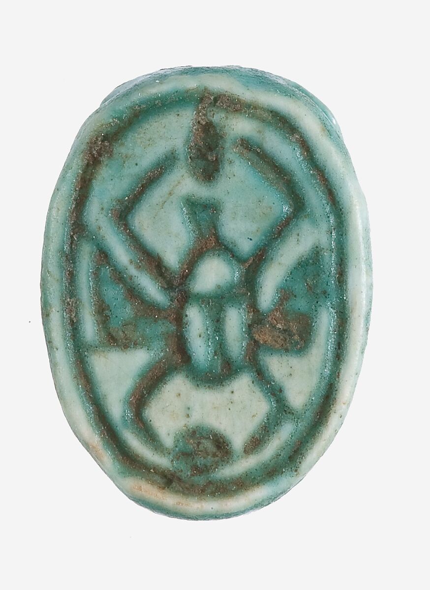 Scarab, Steatite, blue glazed 