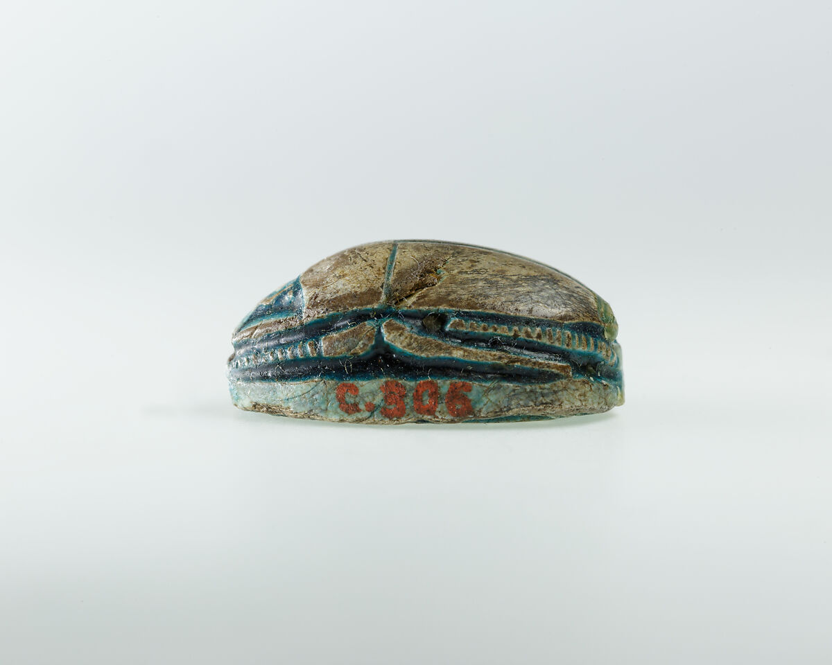 Scarab, Steatite, blue glazed