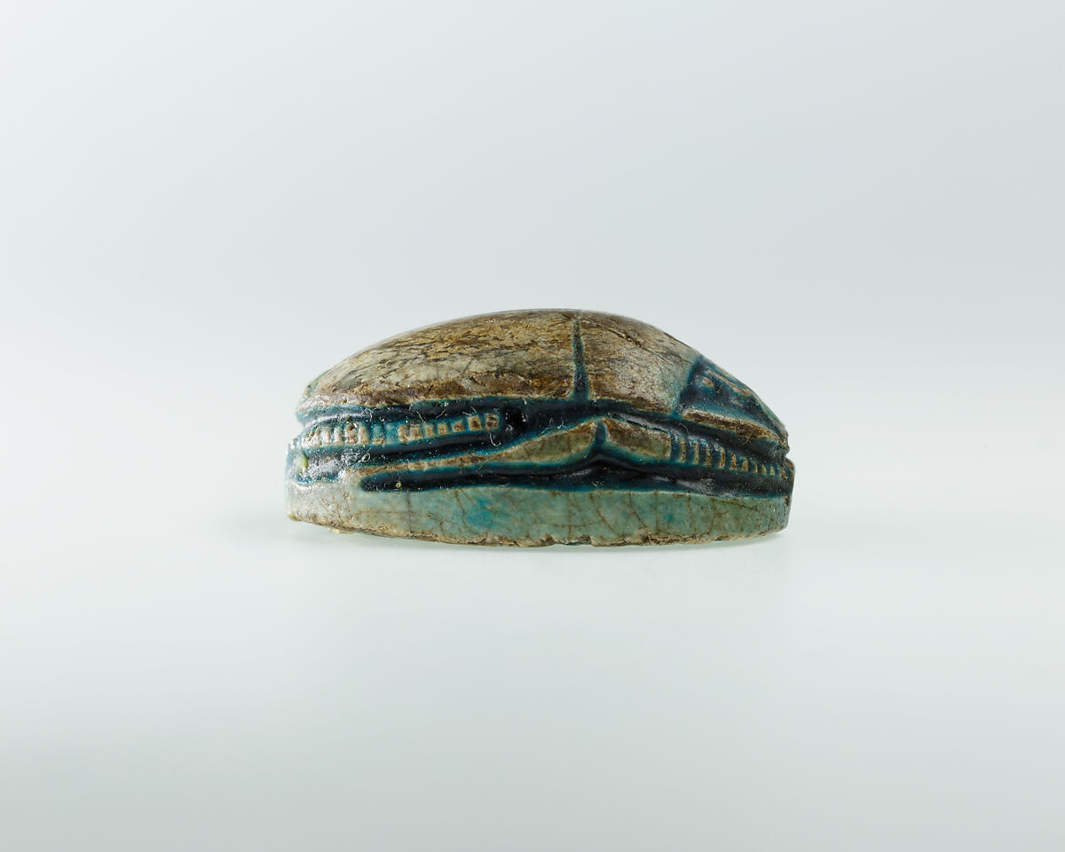 Scarab, Steatite, blue glazed