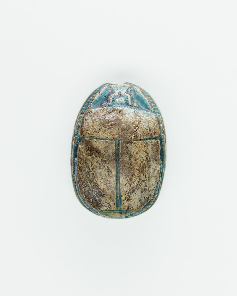 Scarab, Steatite, blue glazed