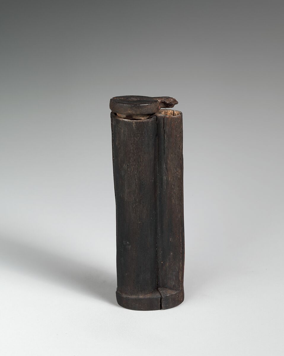 Double kohl tube with lid, Wood