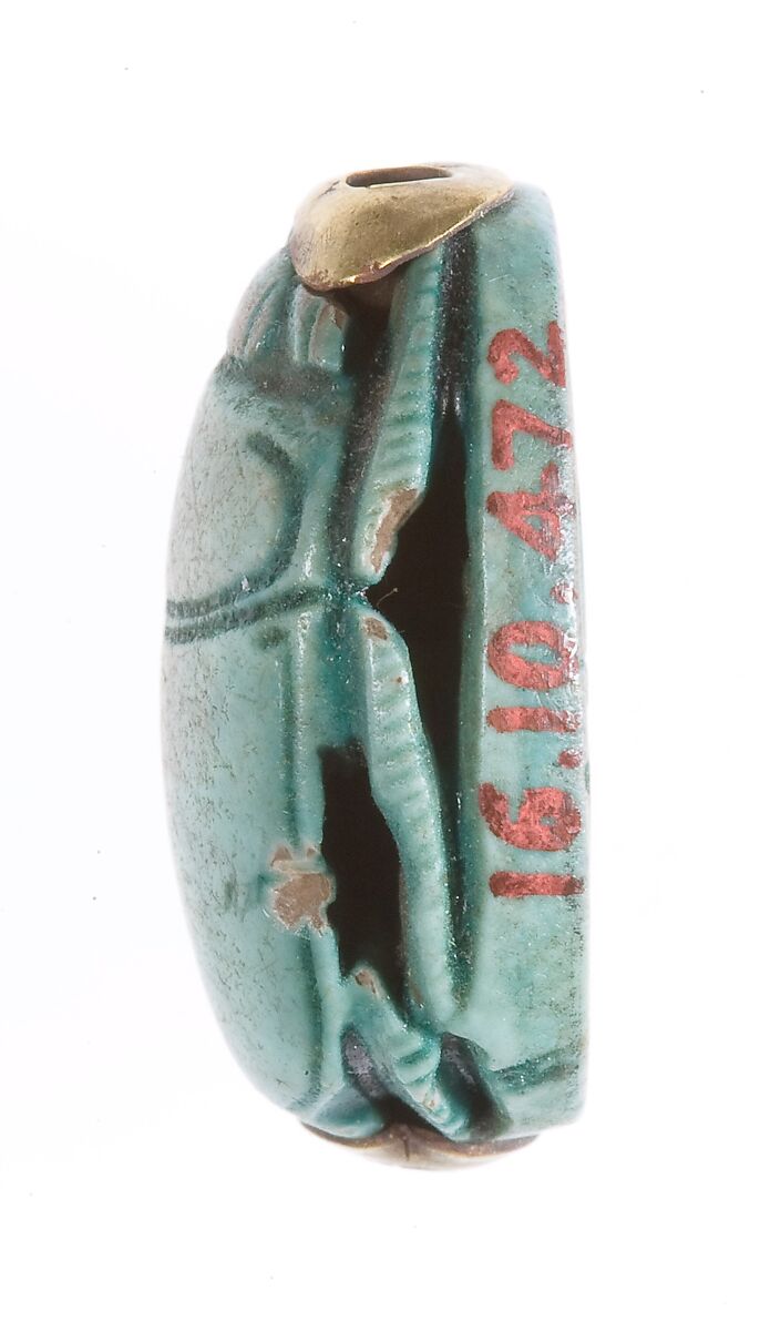 Scarab, Steatite (glazed), gold