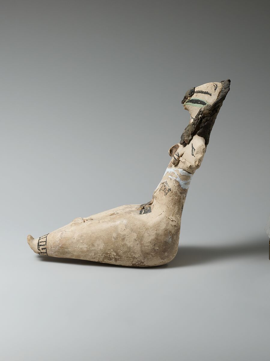 Figurine of a Seated Woman, Limestone, organic material, paint, malachite