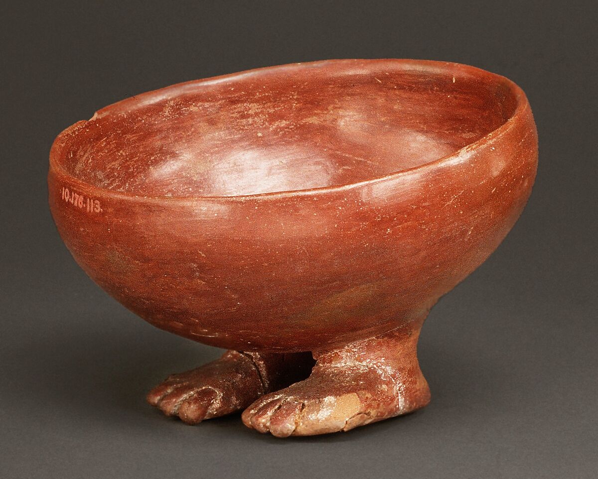 Bowl with Human Feet, Pottery (red polished ware)