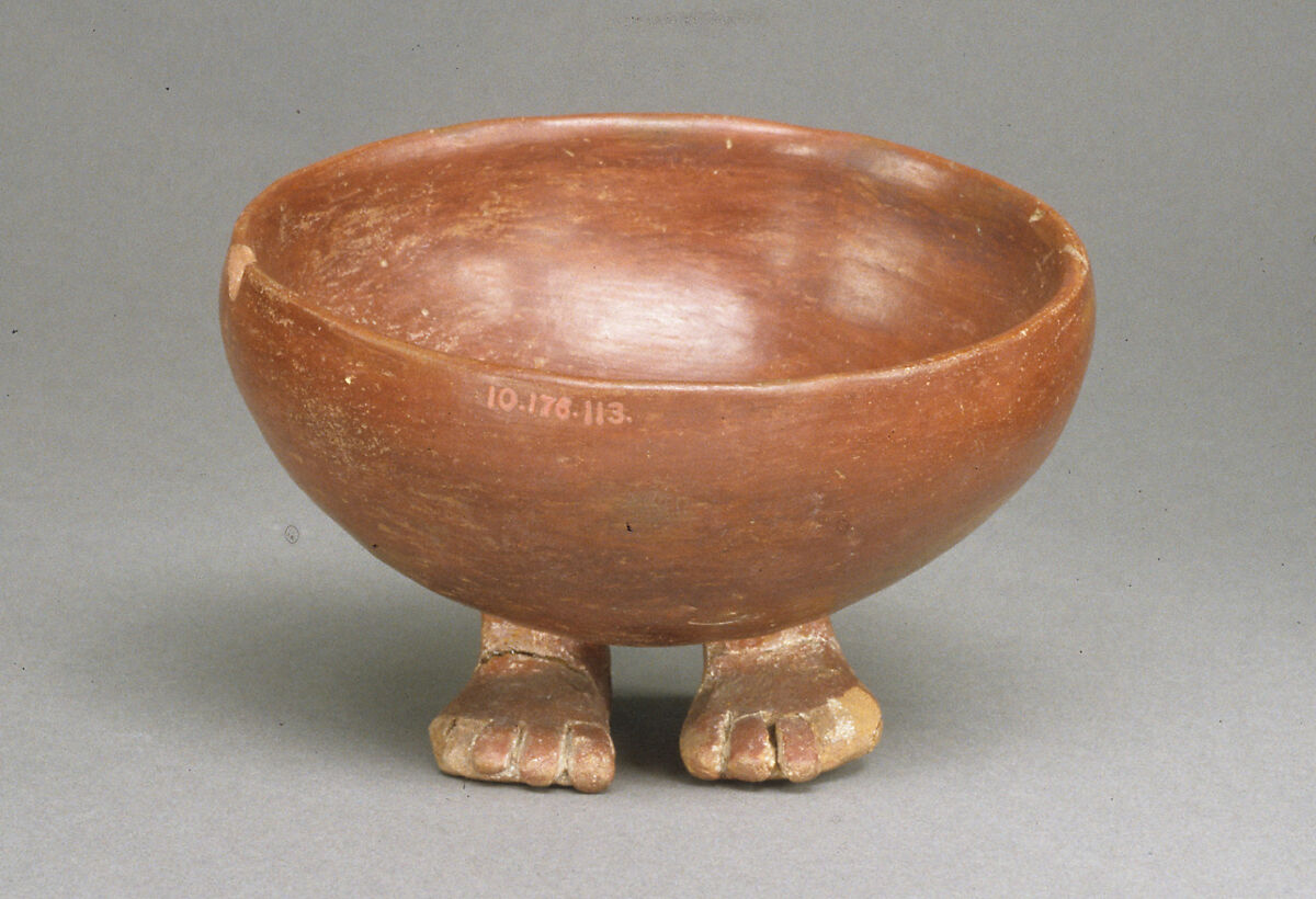 Bowl with Human Feet, Pottery (red polished ware)