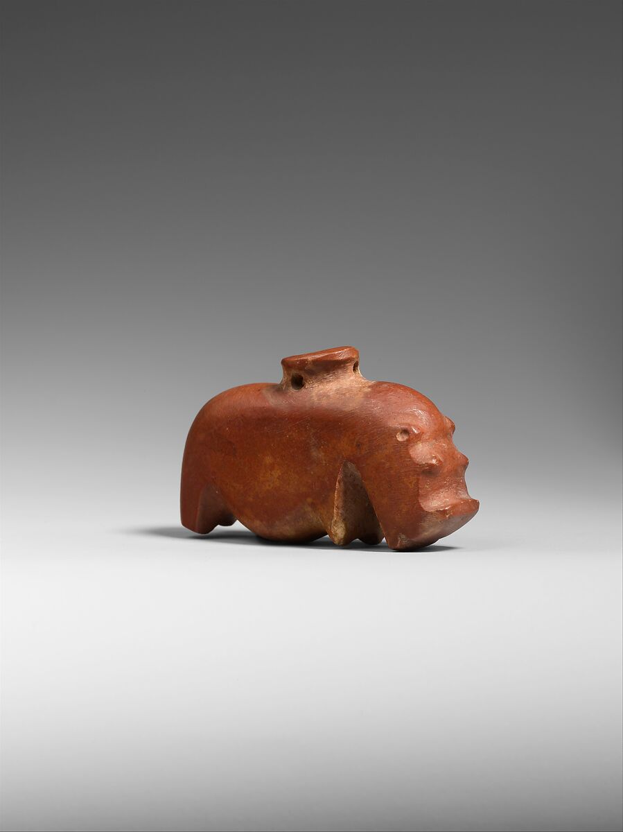 Hippopotamus amulet, Limestone (pink) 