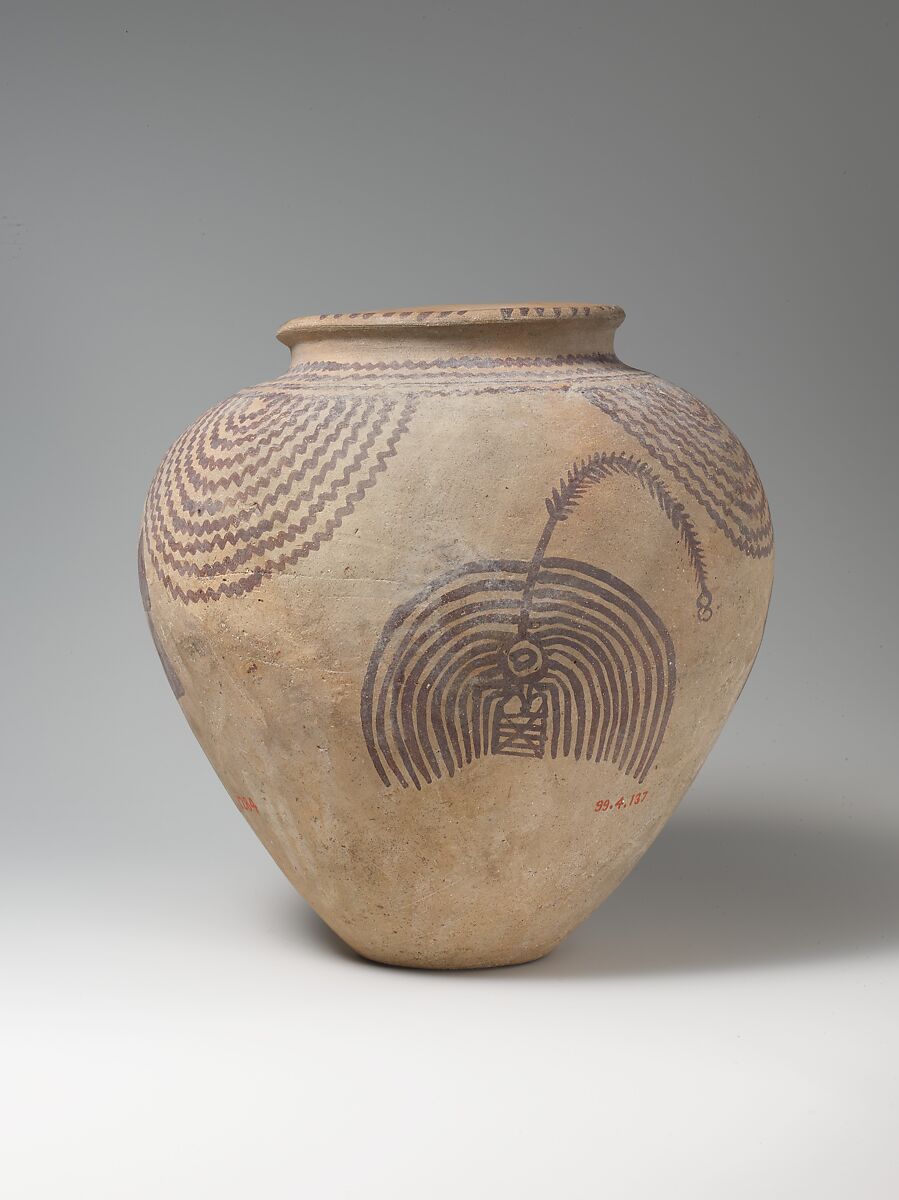 Jar with Motifs of Plants and Water, Pottery, paint (Decorated ware) 