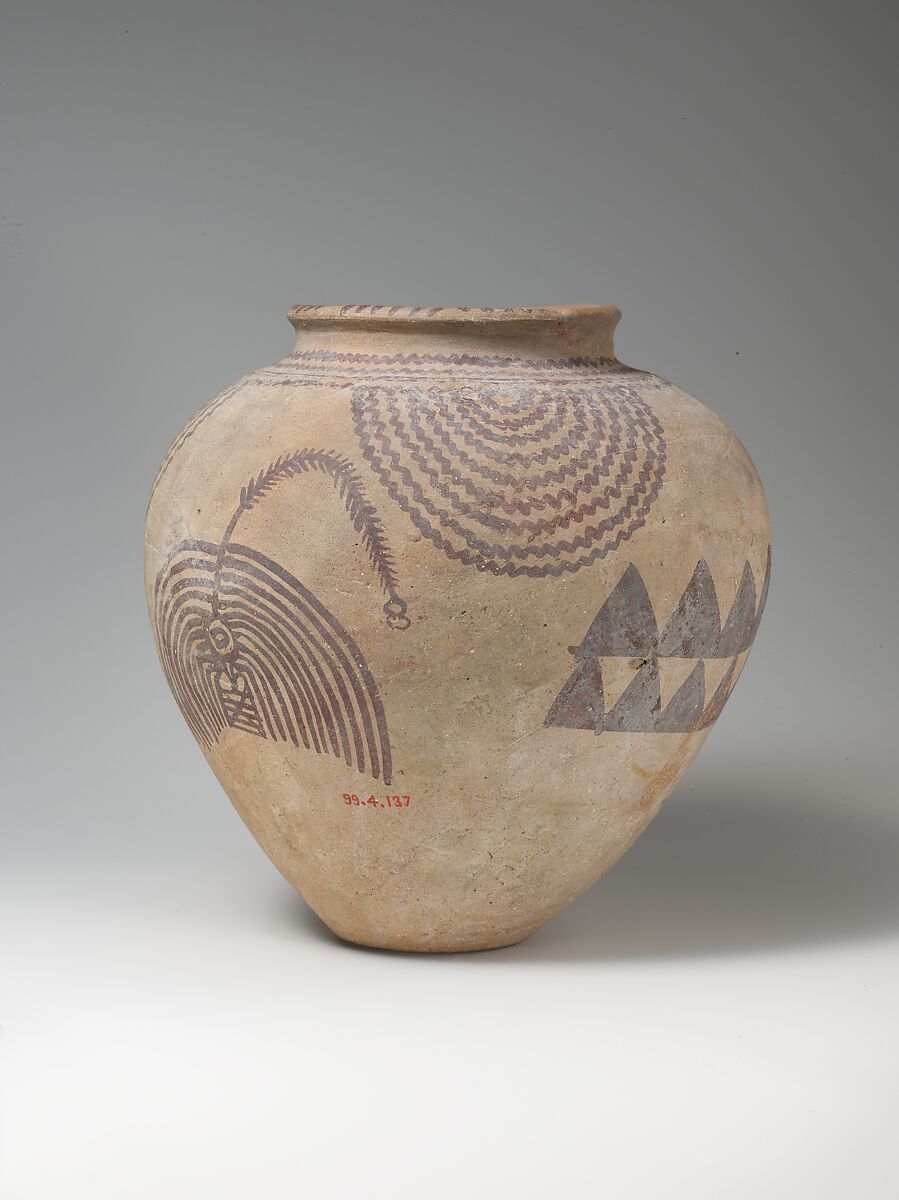 Jar with Motifs of Plants and Water, Pottery, paint (Decorated ware)