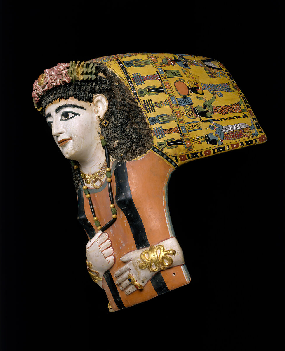 Mummy Mask of a Woman, Cartonnage, plaster, paint, plant fibers
