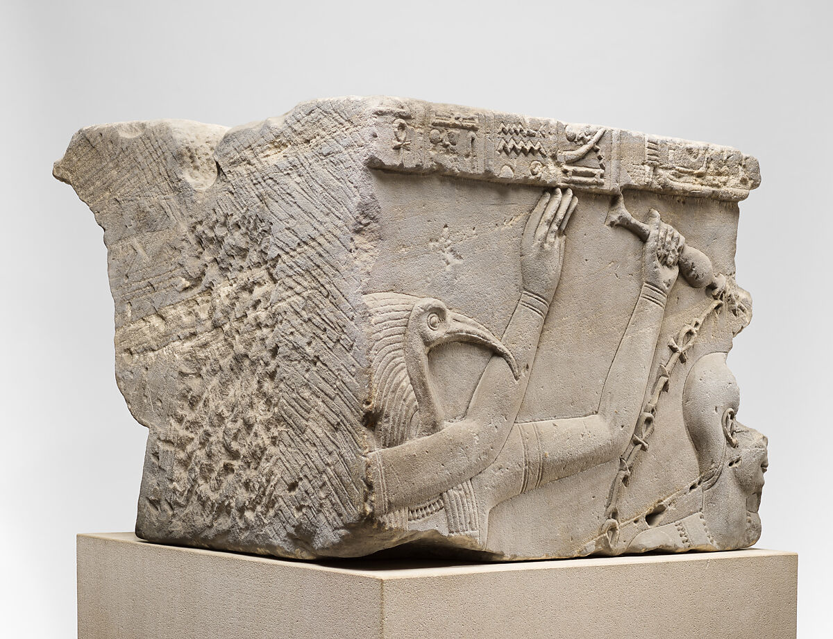 Cornice Block with Relief Depicting the Purification of the Pharaoh, Sandstone