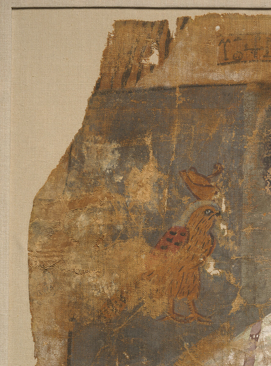 Fragmentary Shroud with a Bearded Young Man, Linen, tempera paint