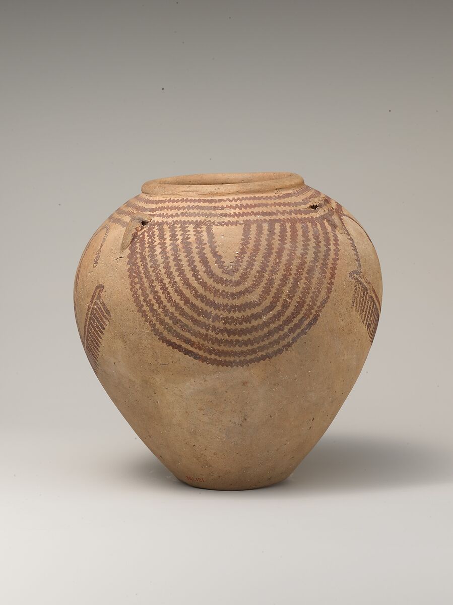 Decorated ware jar depicting boats, Pottery, paint