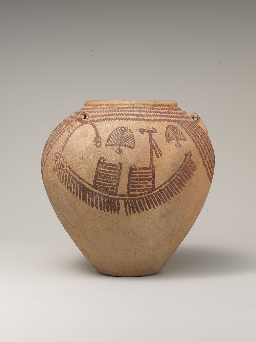 Decorated ware jar depicting boats, Pottery, paint