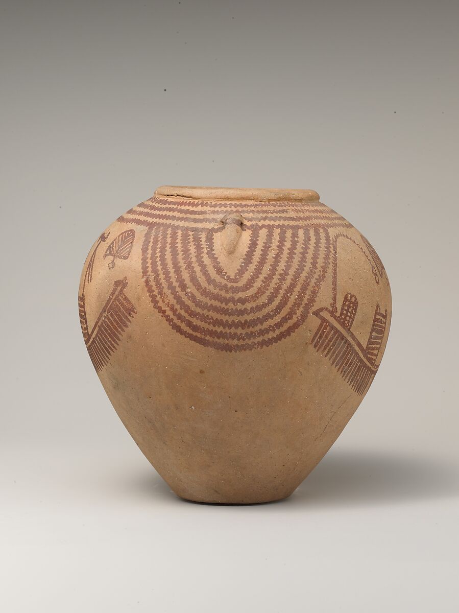Decorated ware jar depicting boats, Pottery, paint