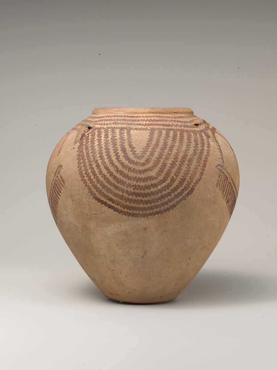Decorated ware jar depicting boats, Pottery, paint