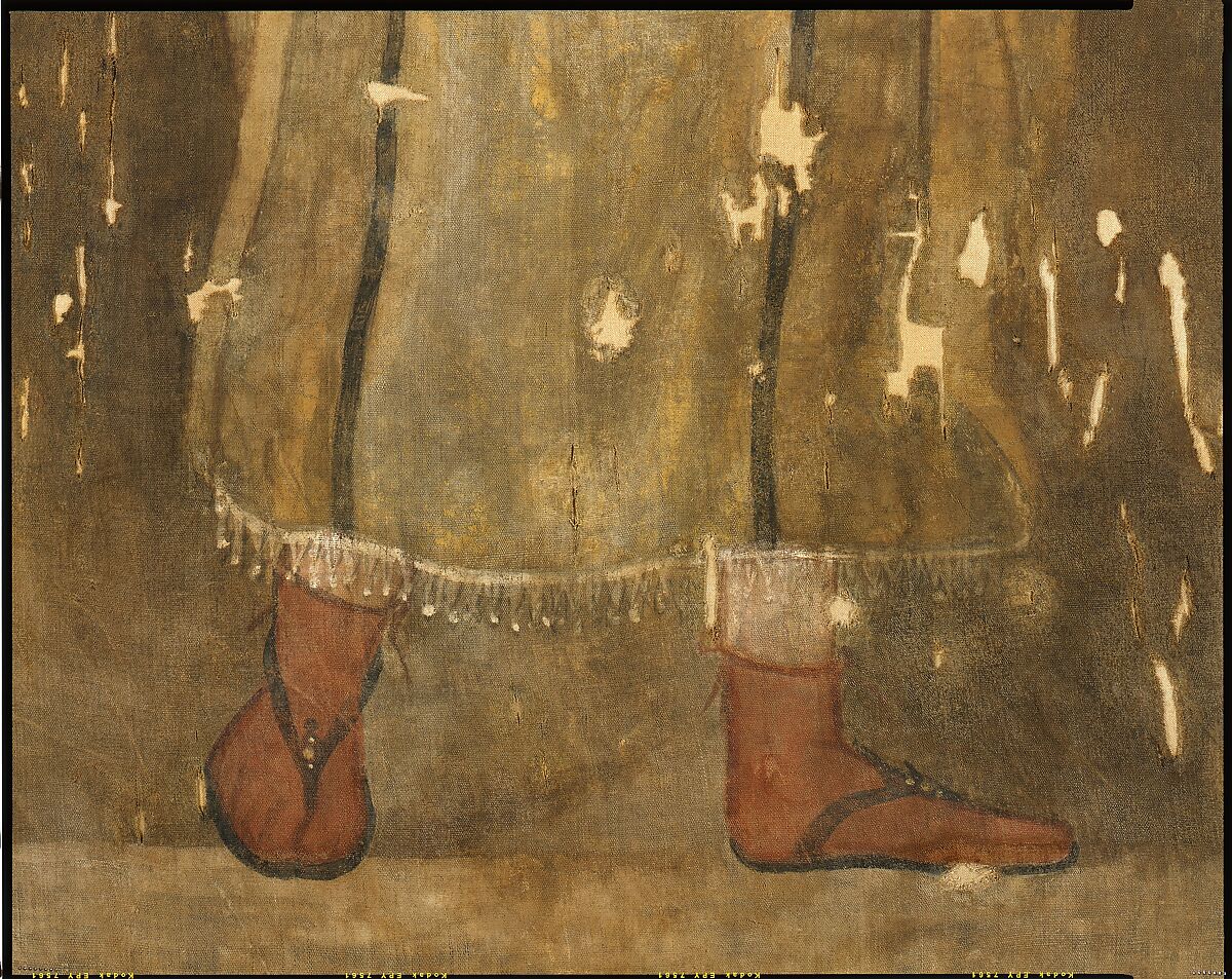 Shroud of a Woman Wearing a Fringed Tunic, Linen, paint (tempera)