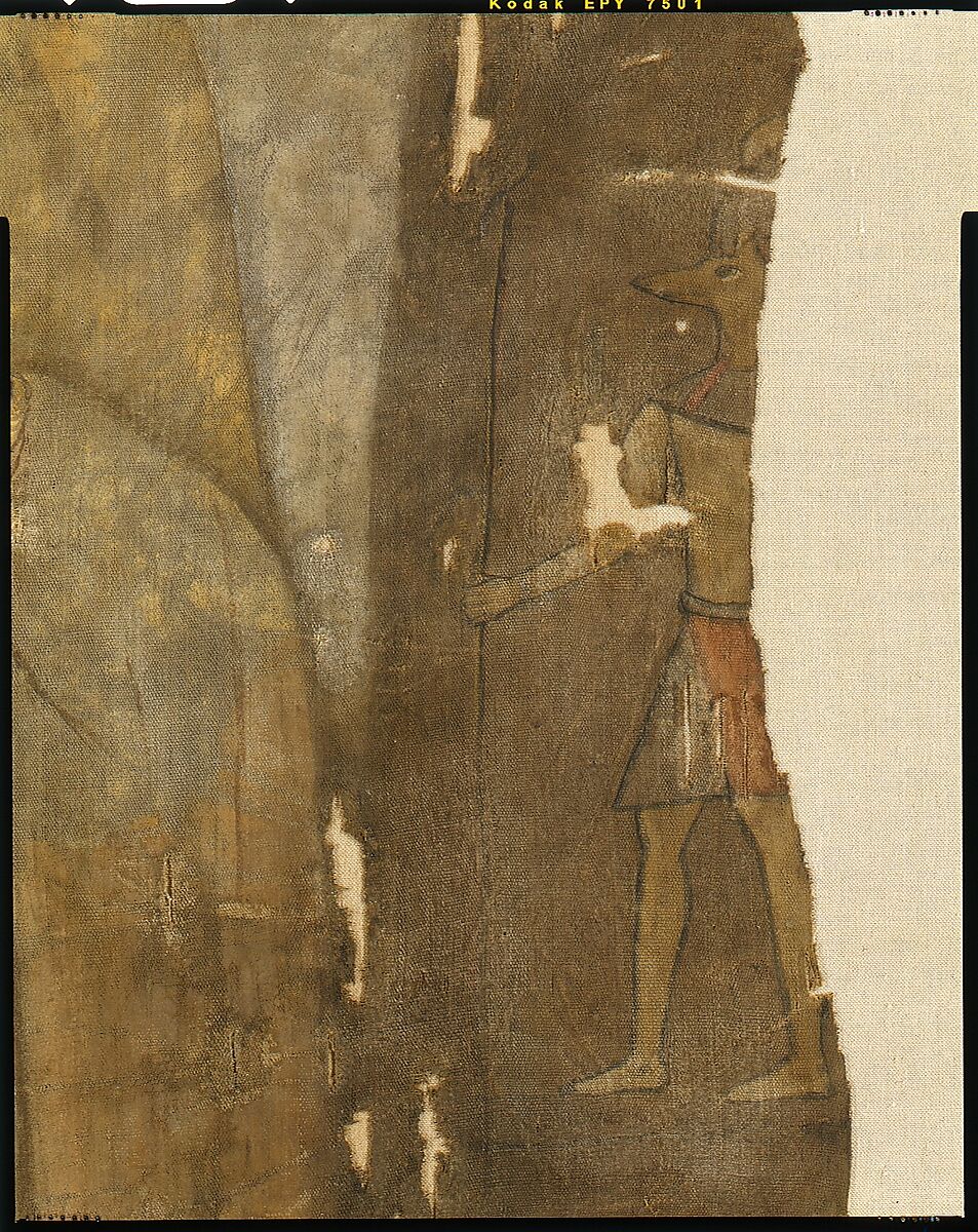 Shroud of a Woman Wearing a Fringed Tunic, Linen, paint (tempera)