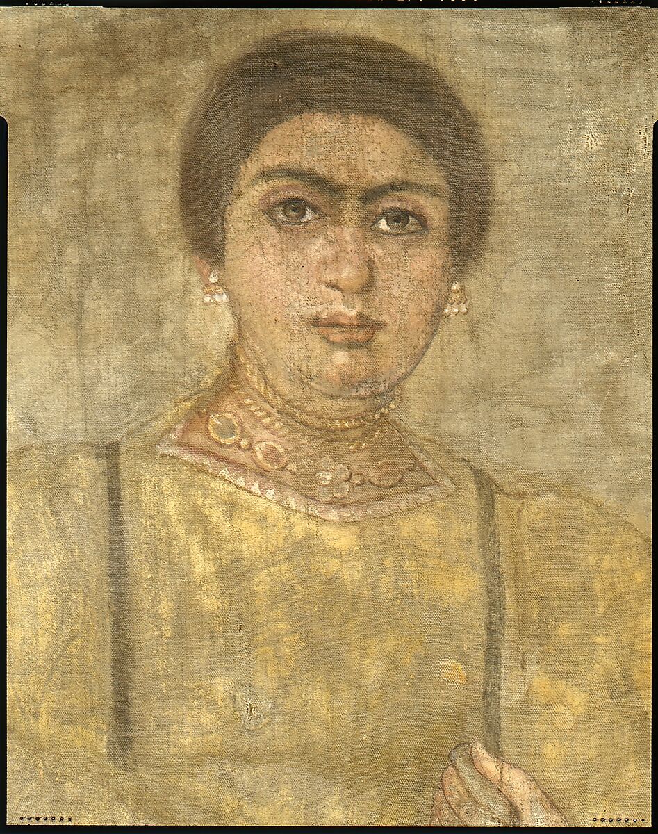 Shroud of a Woman Wearing a Fringed Tunic, Linen, paint (tempera)