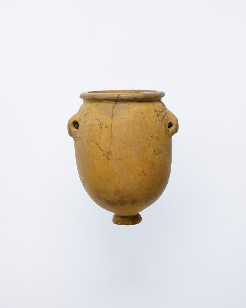 Footed jar with lug handles, Sandstone 