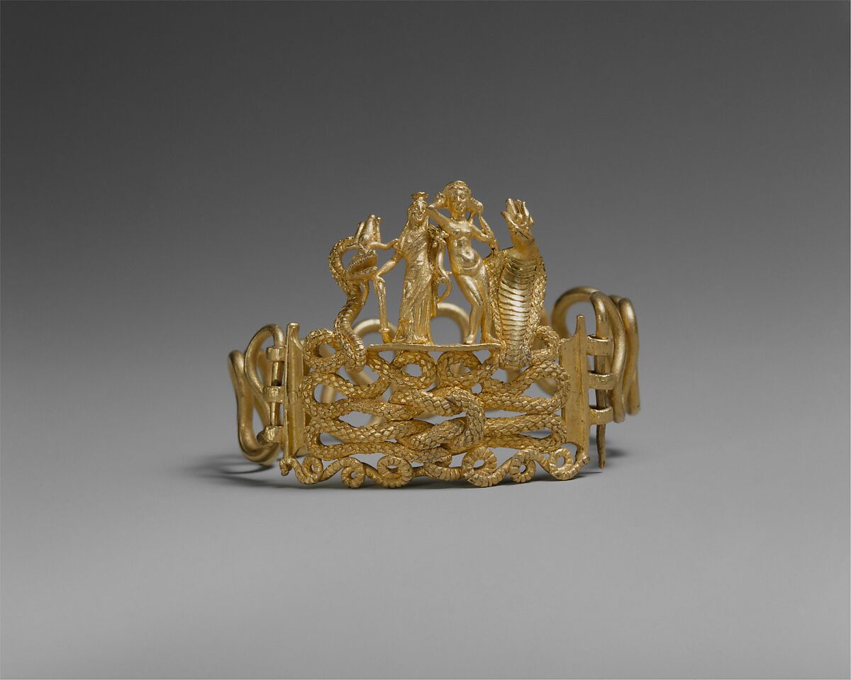 Bracelet with Agathodaimon, Isis-Tyche, Aphrodite, and Thermouthis, Gold