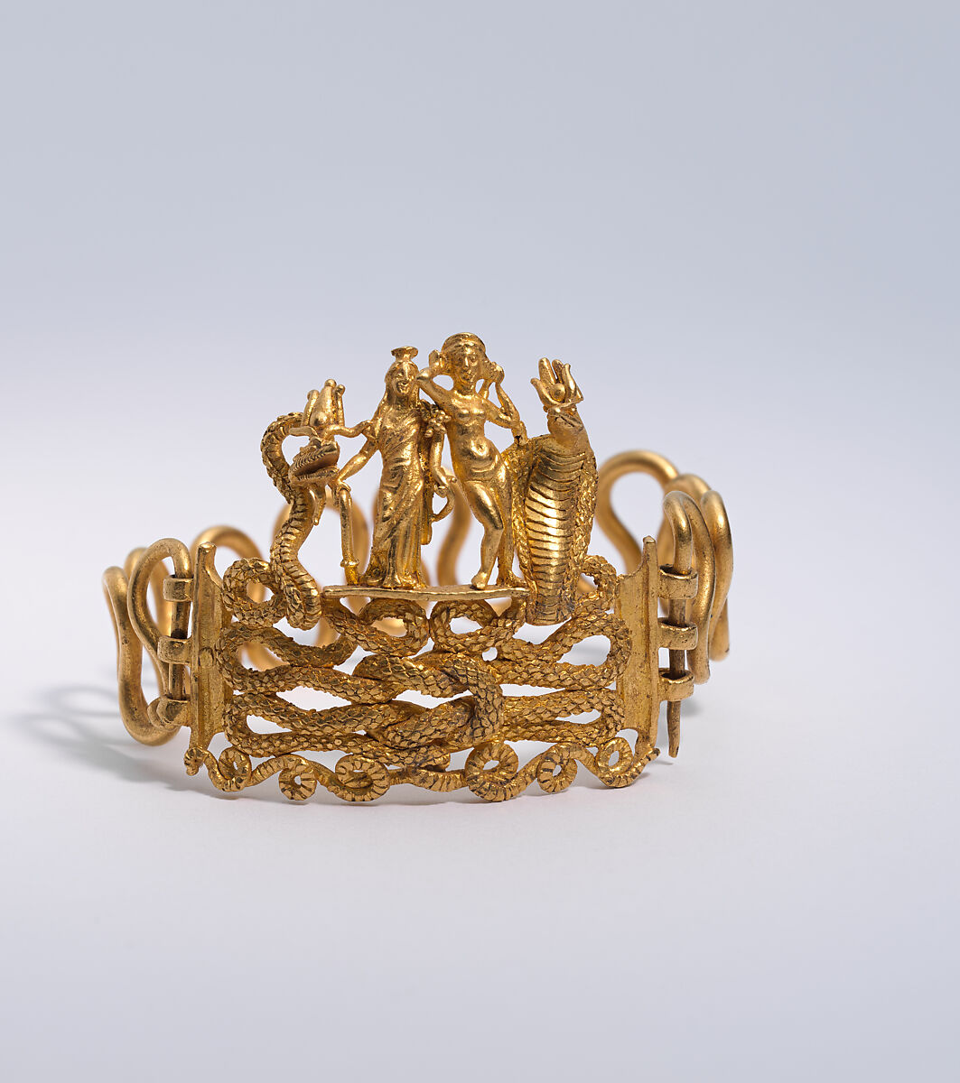 Bracelet with Agathodaimon, Isis-Tyche, Aphrodite, and Thermouthis, Gold 