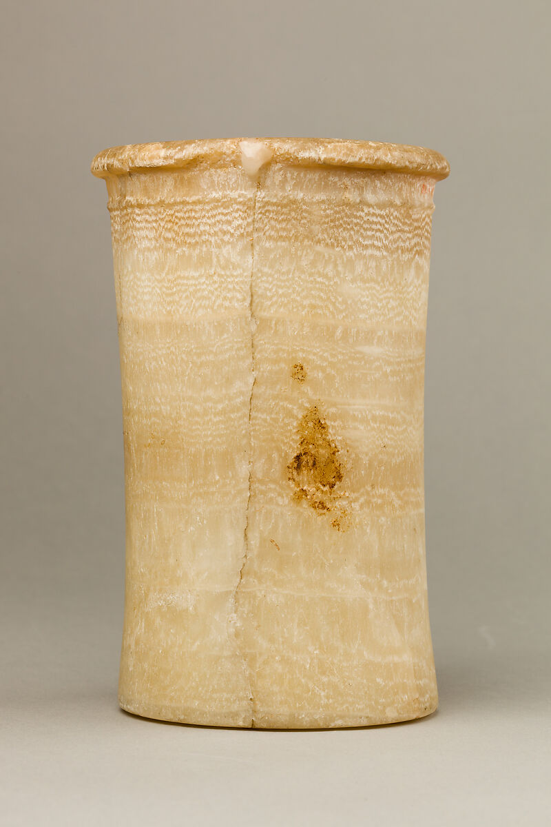 Cylinder vase, Travertine (Egyptian alabaster) 
