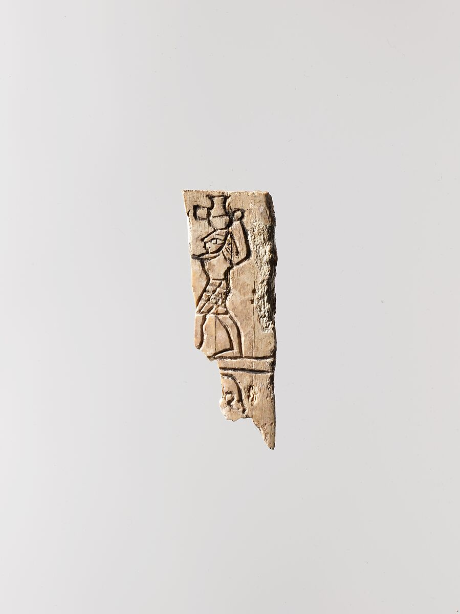 Box Fragment Illustrating a Royal Servant, Ivory with black organic material in incisions 